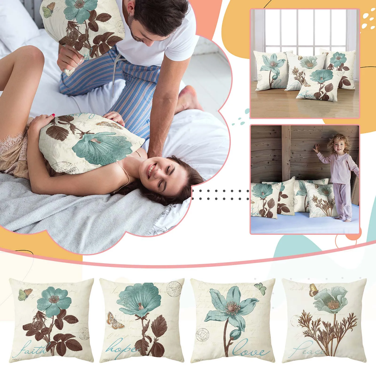 

Наволочка для малышей винтажный узор турецкий персидский коврик с рисунком льняные наволочки для подушек, для дома декоративная подушка бе...