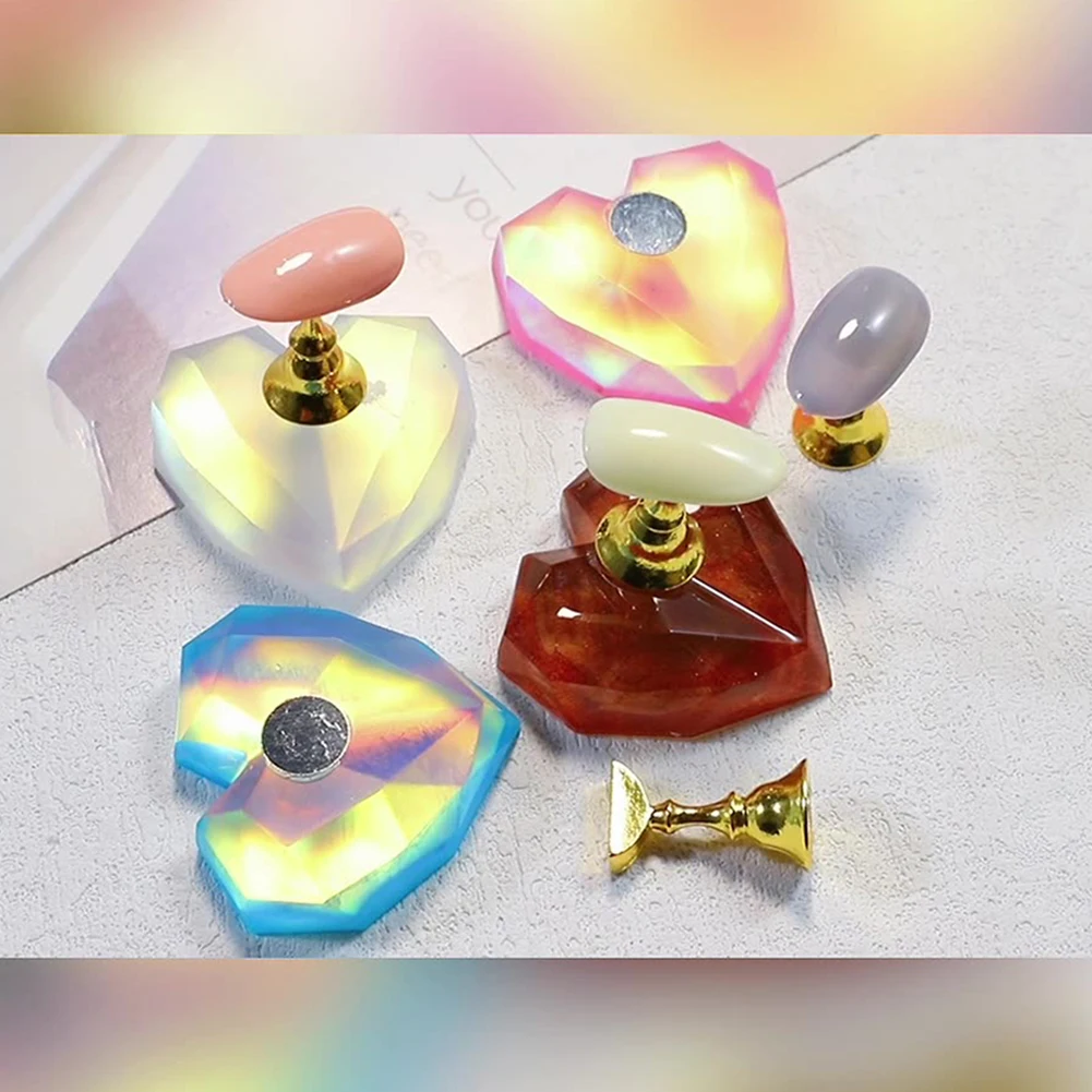 

1pc Nail Art Gel Polish Practice Display Stand Aurora Love Magnetic Tips Crystal Holder for Manicure Palette Exercise