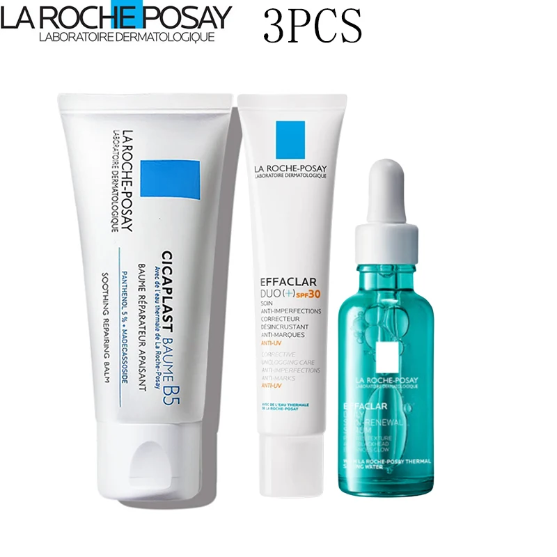 

3PCS La Roche Posay Anti Acne Set B5 Cream Duo+ Spf30 Effaclar Daily Skin Renewal Serum Refines Texture Anti Acne Blackhead