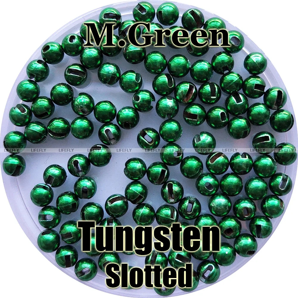 

(new color) M.Green Color, 100 Tungsten Beads, Slotted, Fly Tying, Fishing