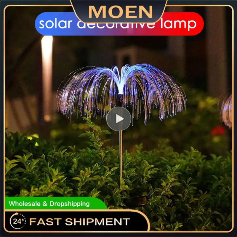 

1~10PCS Garden Lights 7Color Solar Garden Lamp Outdoor Waterproof Lawn Lamps Optical Fiber Jellyfish lamp For Road Yard Garden