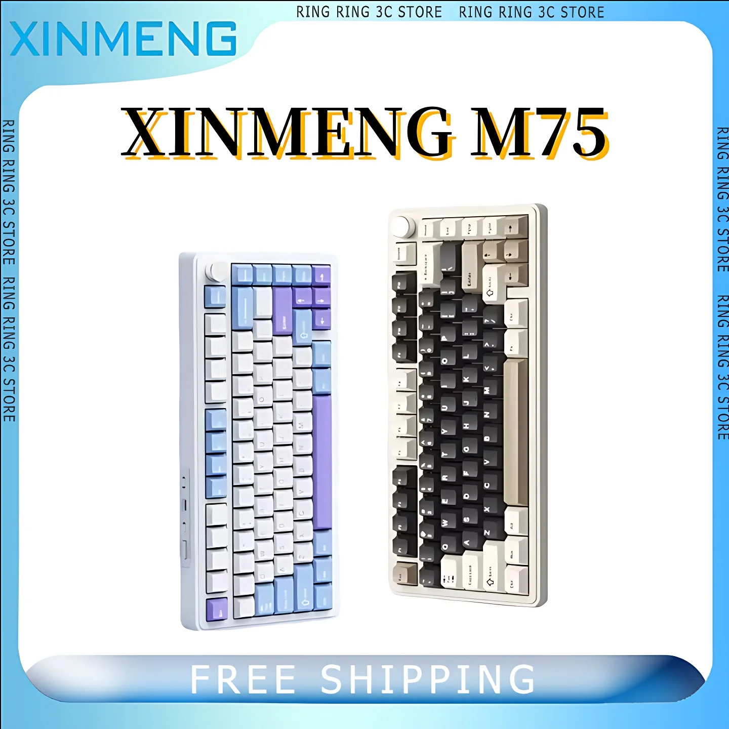 Игровая механическая клавиатура XINMENG M75 трехрежимная прокладка ручка из сплава
