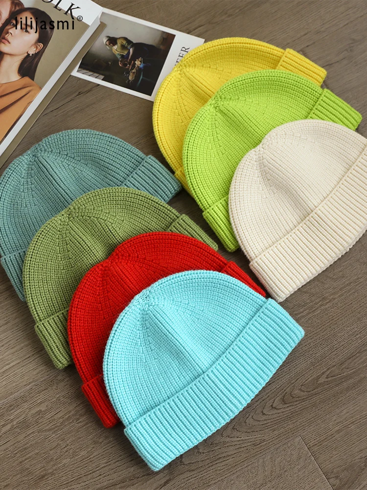 

Knit Trawler Beanie Women Soft Stretch Yarn Watch Caps Men Simple Ribbed Fisherman Beanies Thick Unisex Warm 2023 Dockers Hat