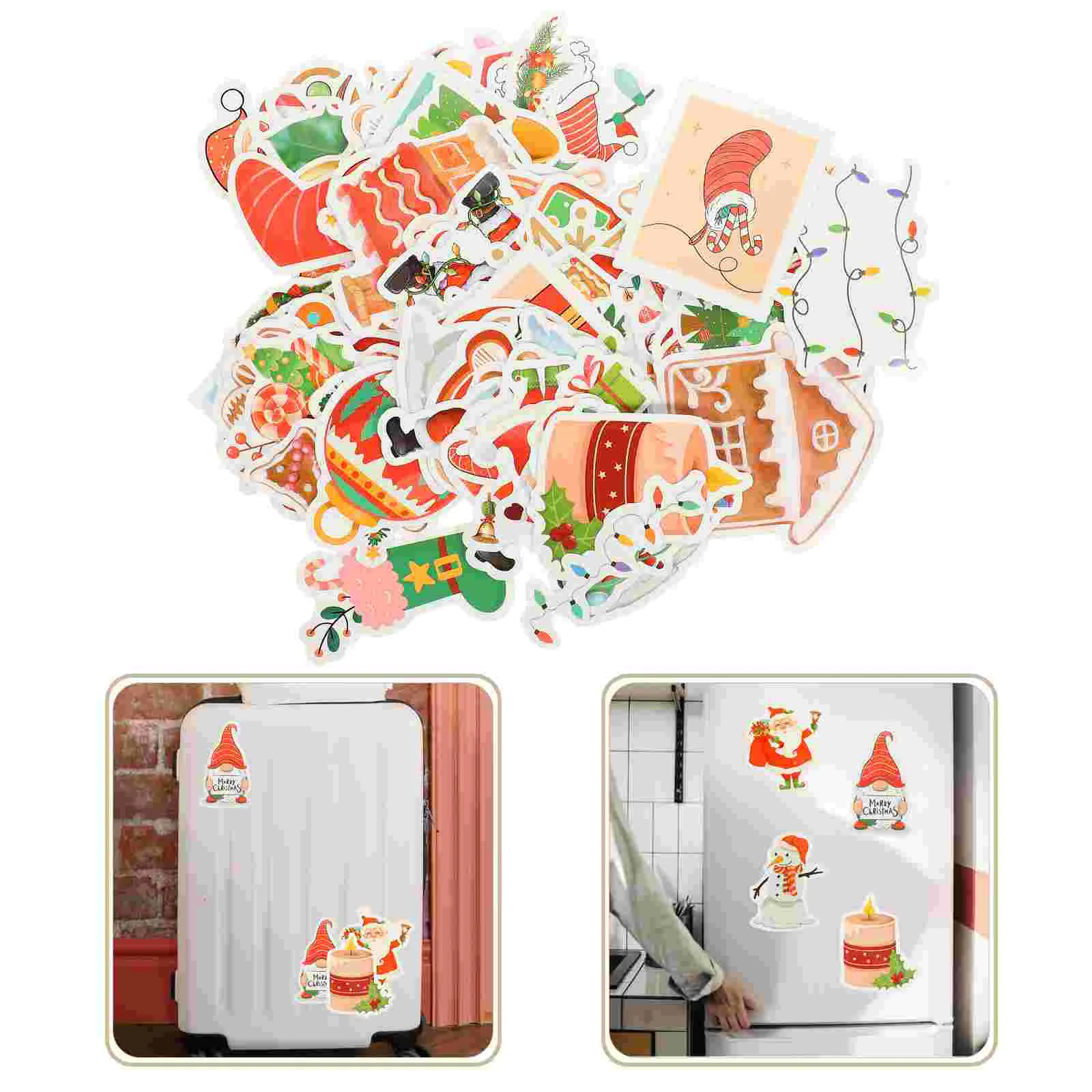 

Stickers Christmassticker Suitcase Decals Water Bottle Holiday Fridge Computernote Bottles Pad Funny Laptop Santa Cartoon Themed