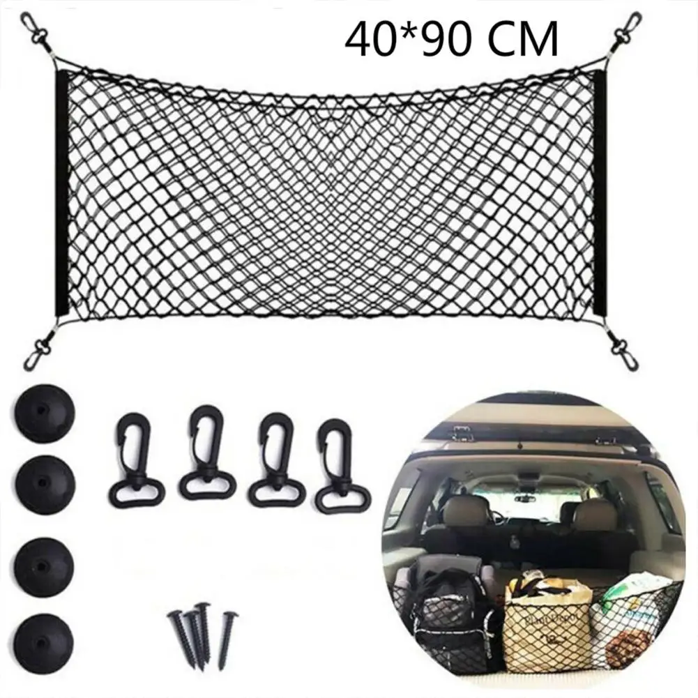 

Car Trunk Net Pocket Pet Dog Barrier Mesh Bag Double Layer Vertical Net Luggage Storage Fixed Bag 40x90cm