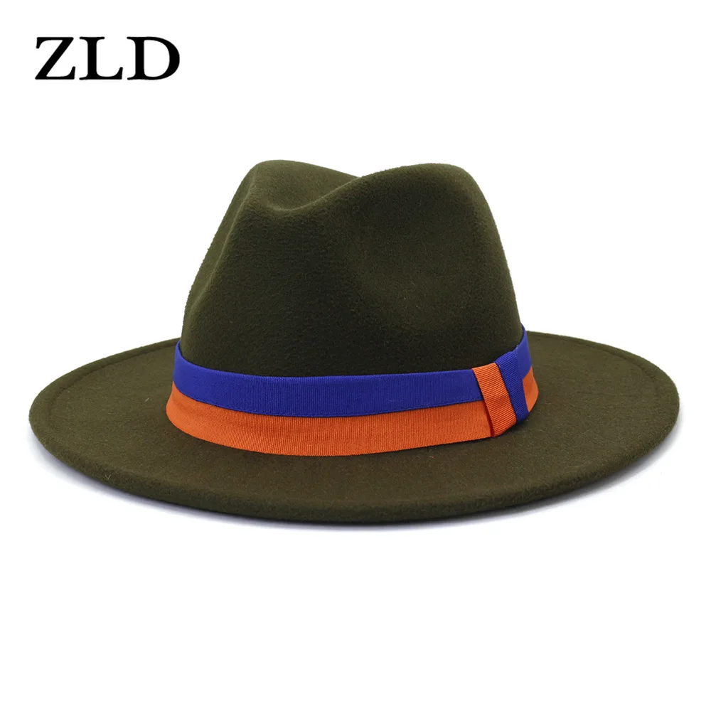 

ZLD Wool Fedora Hat Wide Brim Panama Unisex Felt Fedoras Hats Adult Fashion Trilby Hats Popular Headwear Wool Fedora Trilby Hats