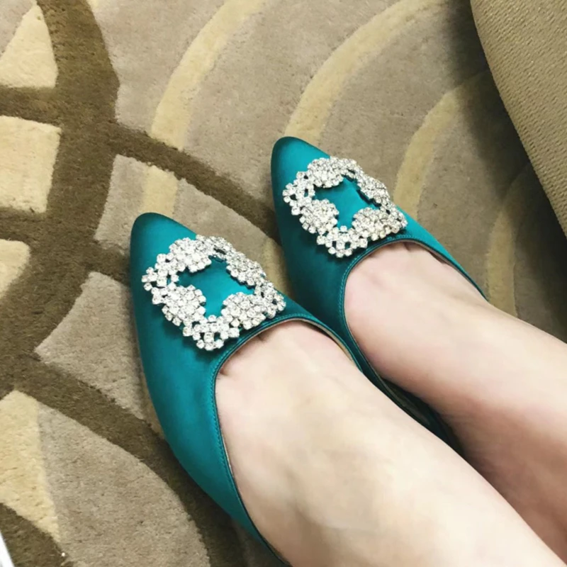 The Bridesmaid's Wedding Dress High-heeled Shoes Sandals And Half Slippers Were Decorated With Water Diamonds