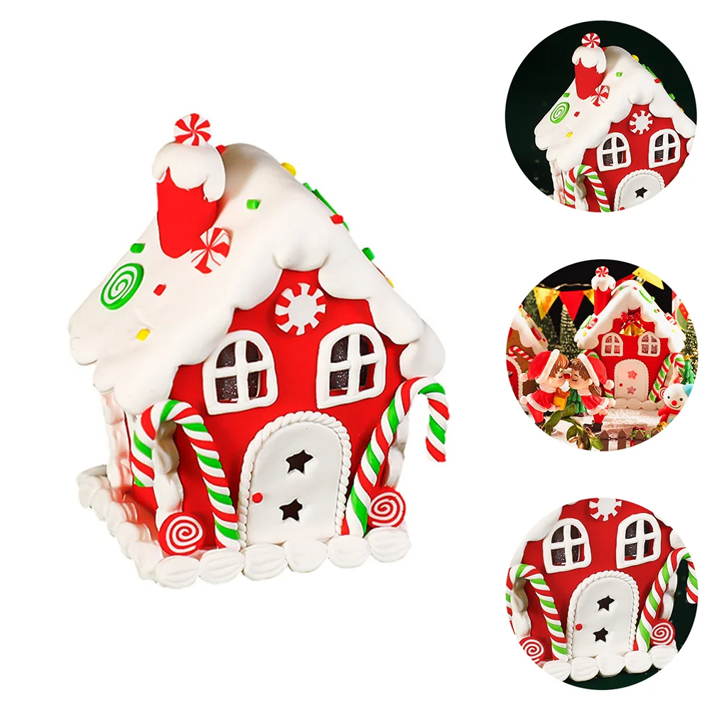 

Christmas Decor Village Houses Gingerbread House Hanging Pendant Train Log Cabin Ornament Clay Dough Decorations