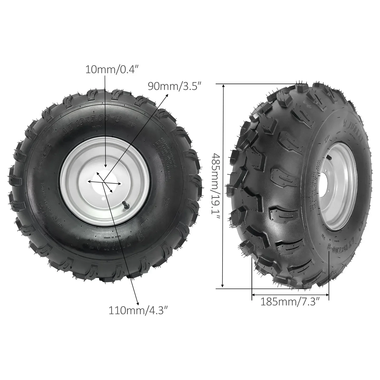 TDORO для ATV Quad Go Kart пара тележек гольфа 19x7-8 8-дюймовый обод колеса 19x7 00-8 4 болта