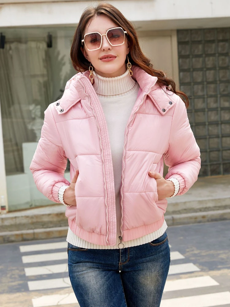 Solid Coloe Long Sleeve Elegant Hoodie Coat Parkas Women Autumn Winter Sweet Korean Vintage Casual Zip Up Short Jacket 2023 enlarge