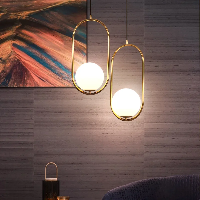 

Glass Ball Pendant Lights Modern LED Hanging Lamp for Living Room Restaurant Bedroom Pendant Lamp
