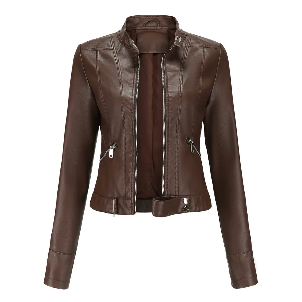 Fashion short soft PU leather jacket New Zipper motorcycle clothes hip-hop ladies leather jacket hot Sale autumn winter clothes
