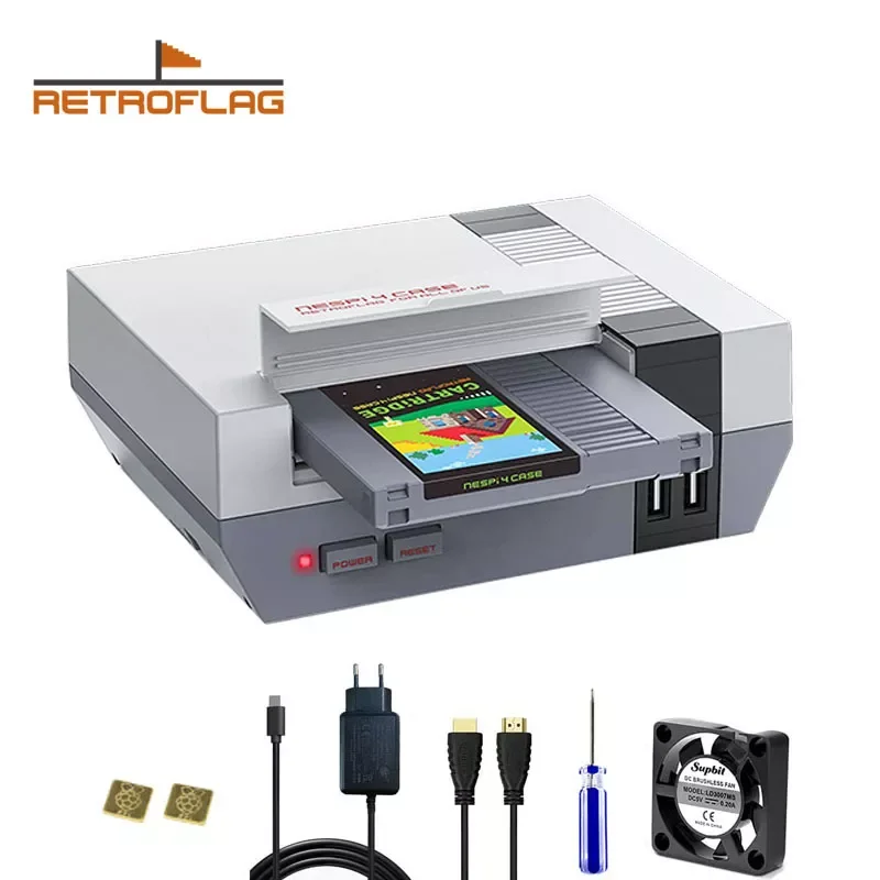 

Retroflag NESPi 4 Case Raspberry Pi 4 Case with SSD Cartridge Adapter Cooling Fan Heatsinks for Raspberry Pi 4 ModelB