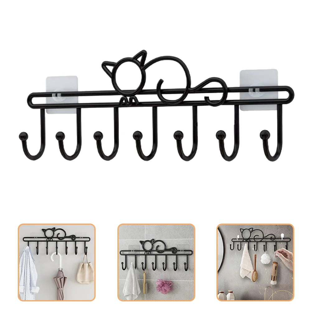 

Hook Wall Coat Rack Key Hanging Clothing Cat Hanger Holder Hat Bathroom Bird Whimsical Haber Kitchen Black Metal Mount