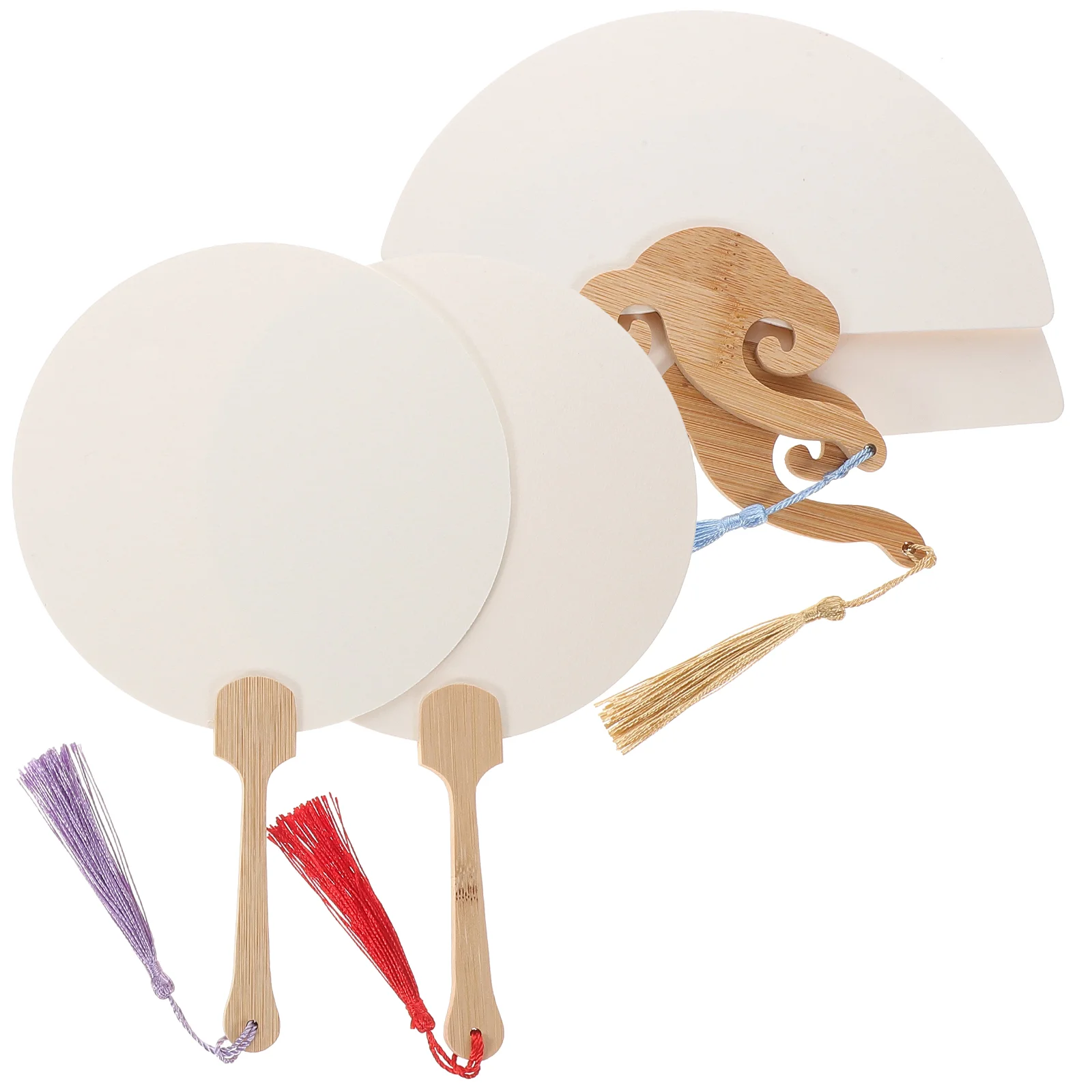 

4 Pcs Kung Fu Fan Hand Held Fan Round Handheld Fan White Chinese Hand Fan Handheld Fans Small Hand Fan Tassel