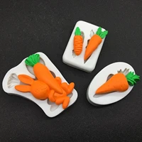 3d easter bunny carrots silicone mold fondant chocolate baking mould cake decorating tools carrots shape candy mold