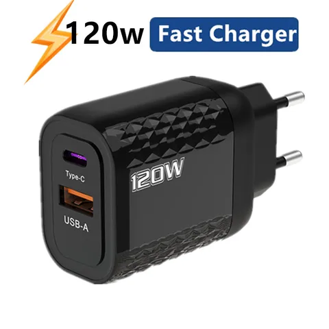Зарядное устройство USB C 120 Вт GaN, быстрое зарядное устройство PD Quick Charge QC3.0, настенный адаптер для iPhone 15 Xiaomi POCO Samsung Huawei Oneplus