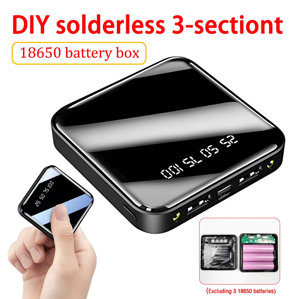 

DIY 18650 Power Bank Case Double USB Fast Charging Battery Charge Storage Box Shell with Flashlight For Charging Mobile Phones