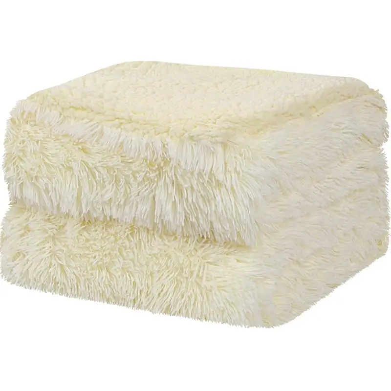 

Blanket,Double-sided,Throw Blanket,Couch,Bed,Sofa,Soft, Warm,Lightweight,Fluffy,Shaggy,Cream,Twin(60" x 80")