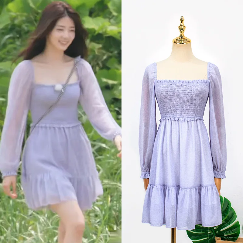 

Kpop Korean Summer Sexy High Waist Dress Women 2022 Streetwear Elegant Square collar Dresses Holiday Party Backless Mini Dress