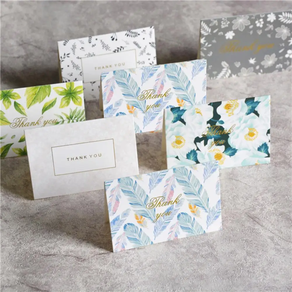 

1 Set DIY Thank You Cards Foldable Greeting Cards Foil Stamped Script Cards With Envelopes For Wedding Bridal Shower Party