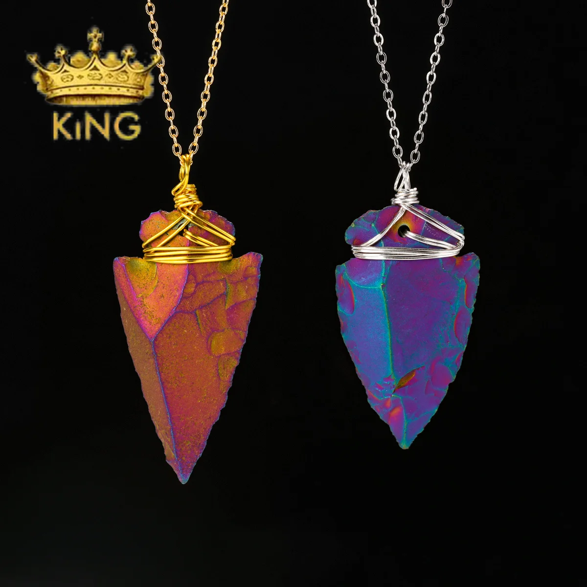 Ожерелье ручной работы с подвеской из натурального агата и титана