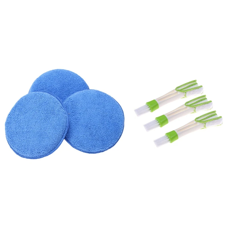 

3 Pcs Microfibre Foam Sponge Polish Wax Applicator Pads & 3 PCS Mini Duster For Car Air Vent