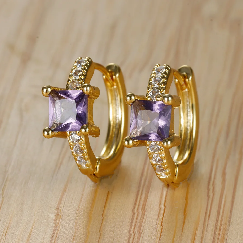 Серьги-нишевые квадратные цветные серьги с цирконием S925 серебряная булавка