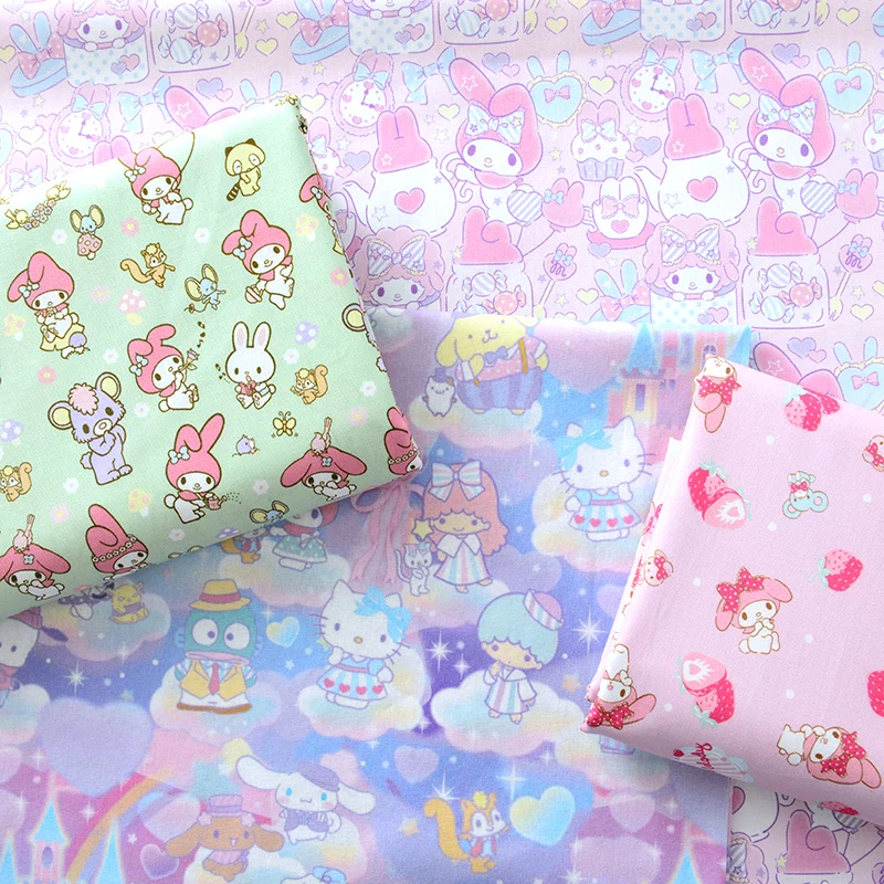 Мультяшный Hello Kitty Melody 100% хлопчатобумажная ткань для юбки девочки одежда домашний