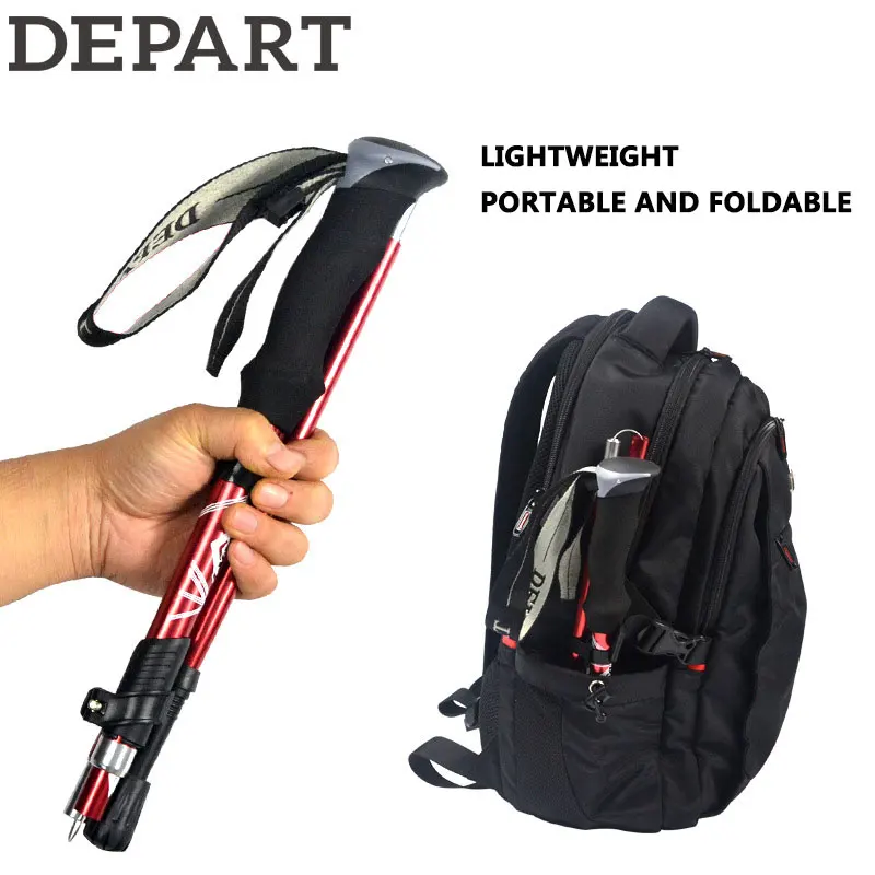 

Trekking Poles Aluminum Alloy Foldable Ultra Light Ultrashort Retractable Outdoor Handle Hiking Walking Stick Section 5