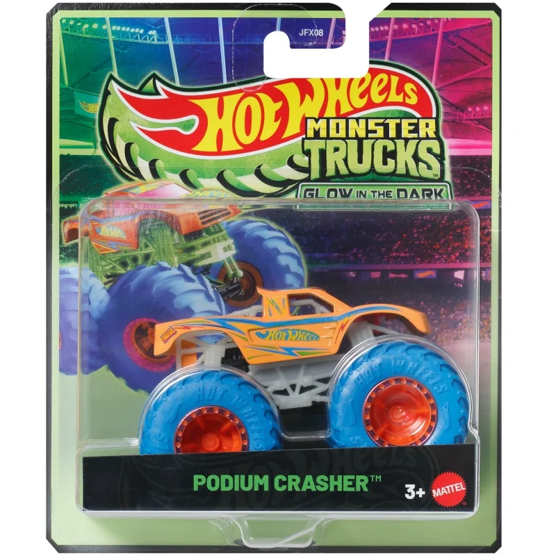 Фото Коллекционная модель грузовика Mattel Hot Wheels Monster Trucks Glow-in-the-Dark Shark Wreak JFX08 — светящаяся в темноте игрушка для мальчиков от 3 лет. №4