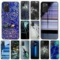 matte phone case for samsung s21 plus s20 fe s10 lite s9 cracked screen art black soft cover for galaxy note 20 ultra 10 pro 9 8