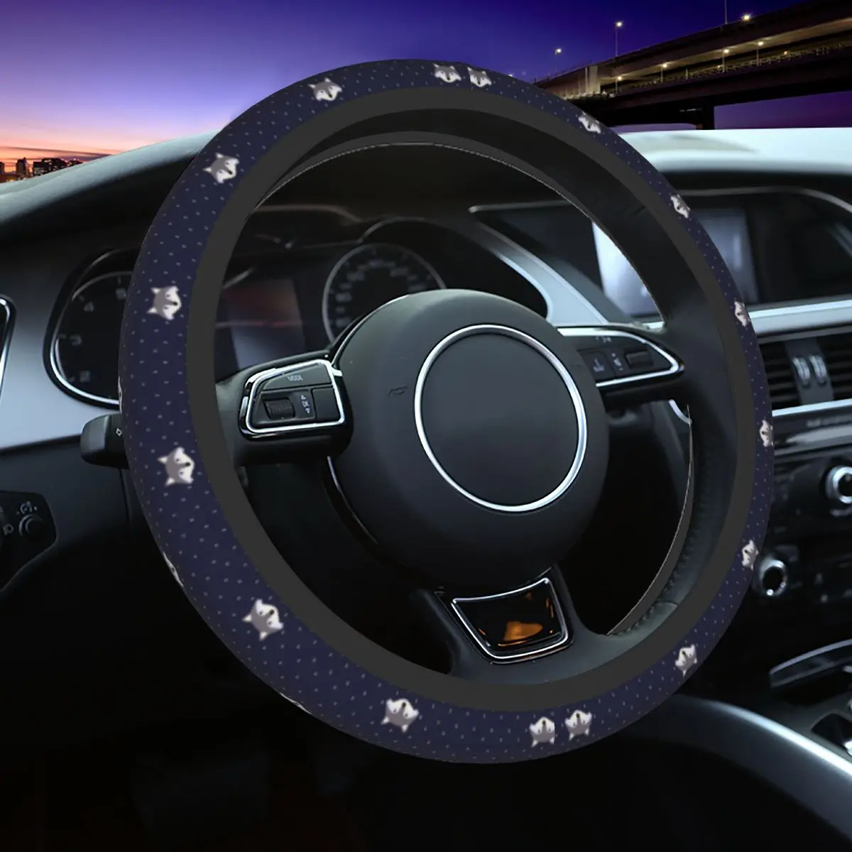 

37-38 Car Steering Wheel Cover Wolf Animal Anti-slip Braid On The Steering Wheel Cover Car-styling Suitable Car Accessories