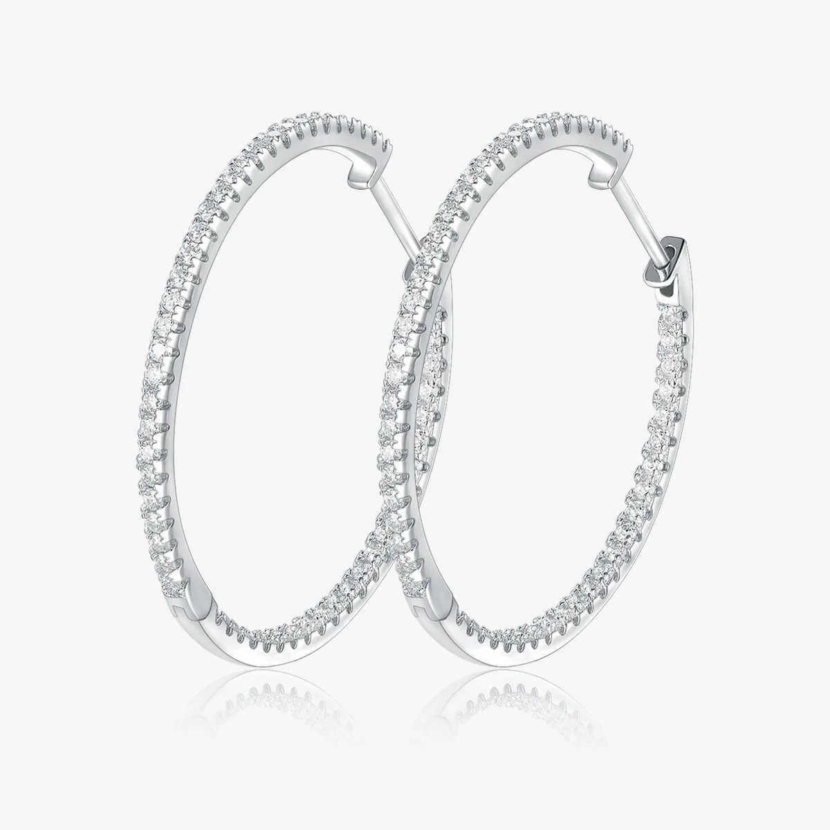 Boucles d'oreilles en argent Sterling 925 et Moissanite, en vrai diamant brillant, bijoux créoles pour femmes, cadeau de fête de mariage