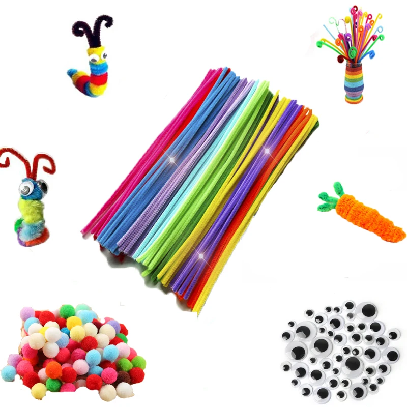 100pcs Multicolour Chenille Stems Pipe Cleaners Handmade Diy Art Crafts Material Kids Creativity Handicraft Children Toys