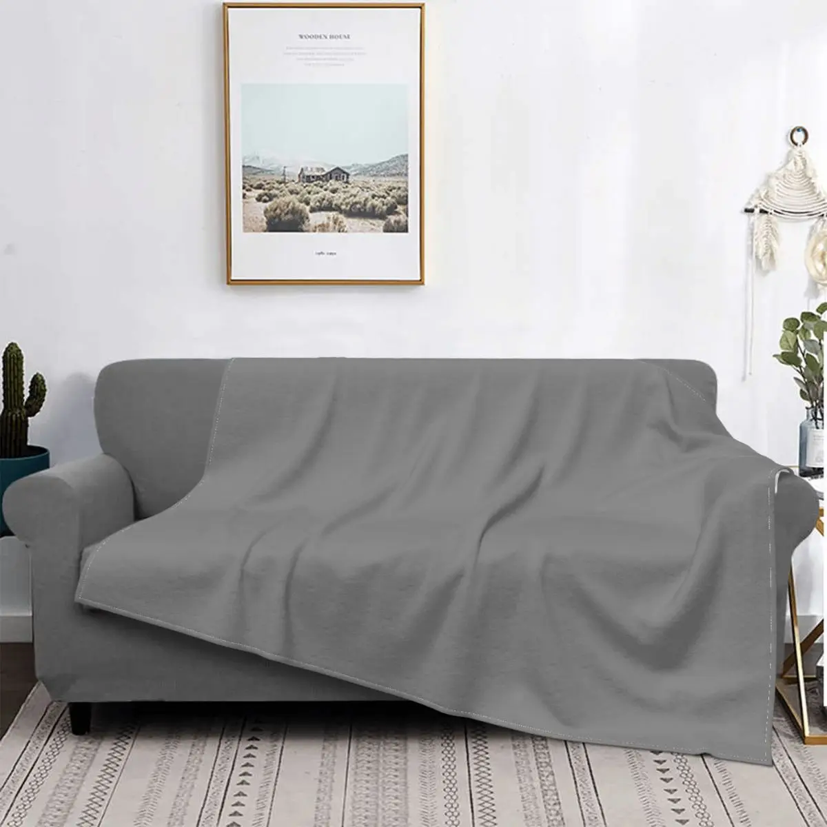 

Manta lisa de muselina a cuadros para cama, toalla de playa de lujo, color gris Solid Lido
