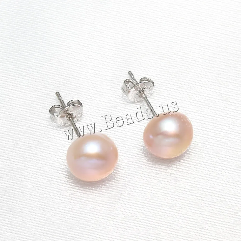 1 пара/кор. серьги из натурального пресноводного жемчуга розового цвета с