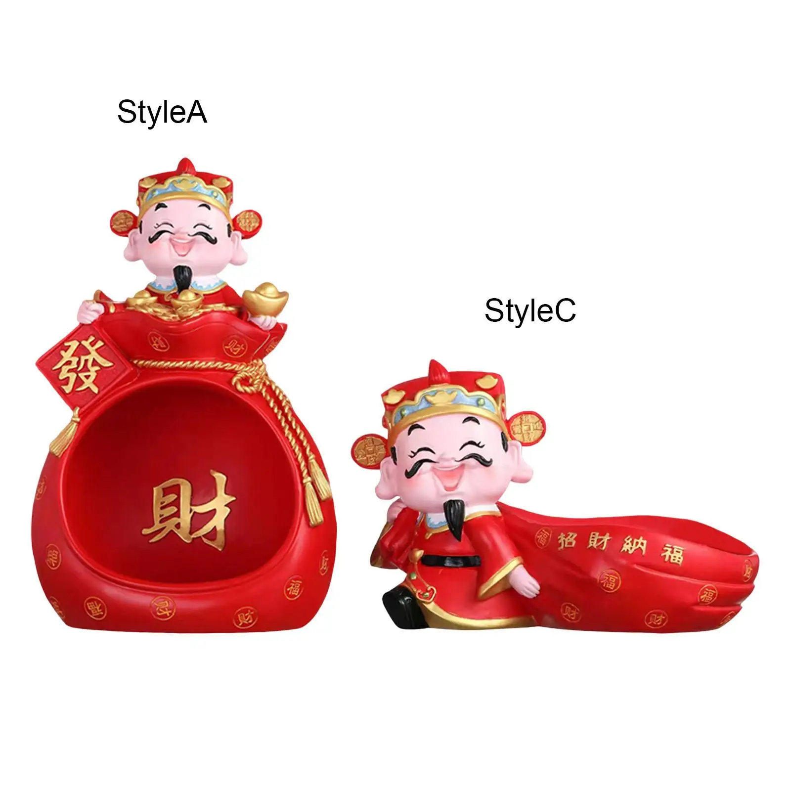 

Chinese God of Wealth Statue Storage Bowl Desktop Organizer Home Decoration