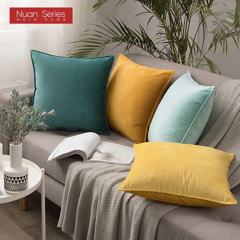 

Luxury Blue Gray Fashion Yellow Soft Velvet Cushion Cover Pillow Cover Pillow Case Home Decorative Sofa Throw Pillows Chair