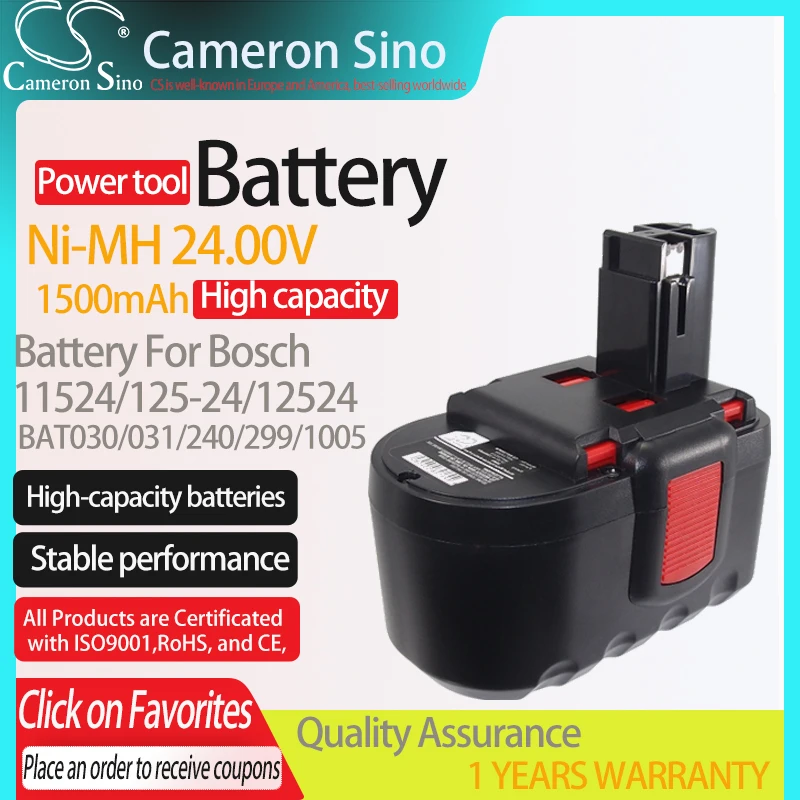 CS Battery for Bosch 11524 125-24 12524 1645 1660 3452 3924 fits BAT030/031/240/299/299 Power Tools Replacement battery 1500mAh