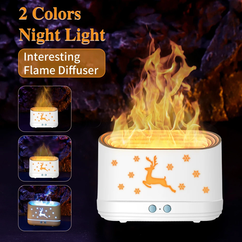 

360ML Volcanic Flame Aroma Diffuser Portable Air Humidifier with 2 Modes Night Light Essential Oil Mist Maker Fogger Fragrance