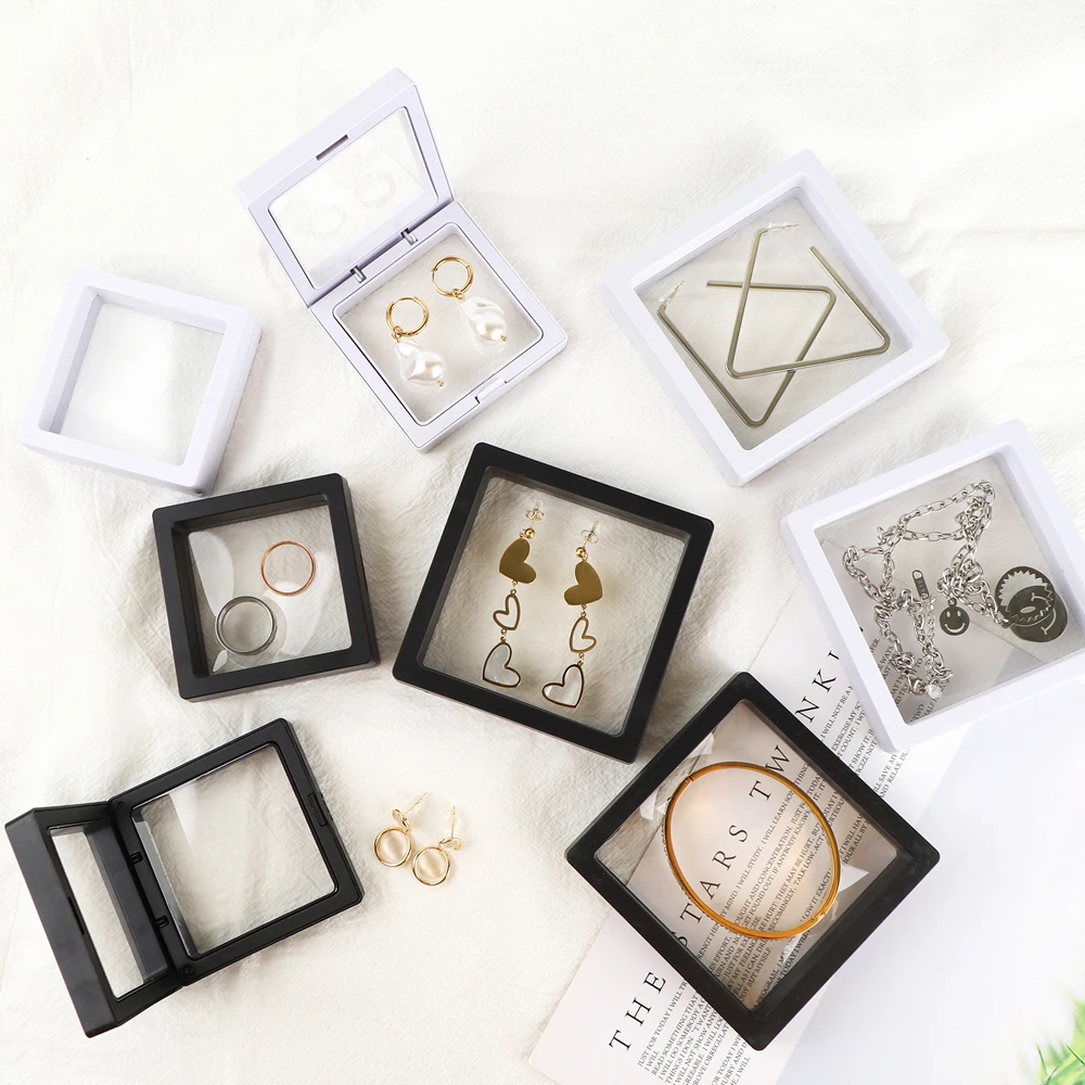 

3D Floating Picture Frame Shadow Jewelry Box Display Stand Ring Pendant Holder Protect Pe Film Jewelry Stone Presentation Case