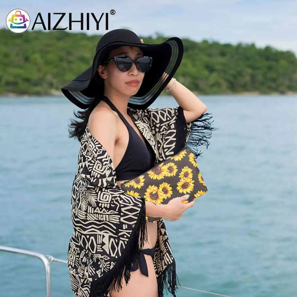 

Чехол с подсолнухами для макияжа, вместительный дорожный Чехол из нескольких предметов, модный портативный простой Повседневный водонепро...