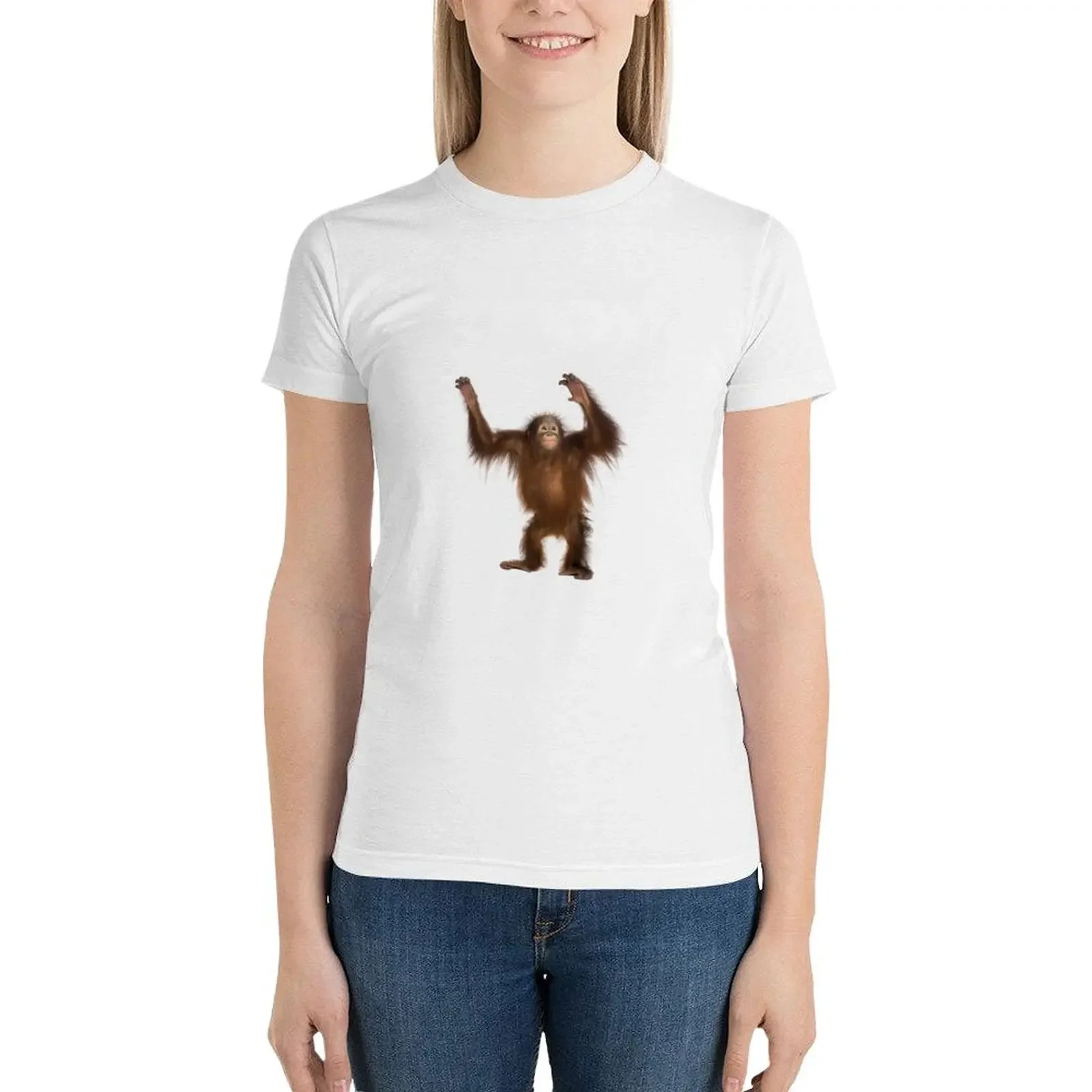 Футболка с орангутангом женская одежда винтажная летняя корейская