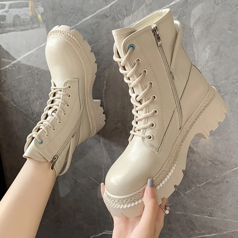 

Women Sport Chelsea Ankle Boots Flats Casual Shoes 2022 Winter New Designer Thick Platform Ladies Running Shoes Zipper Botas