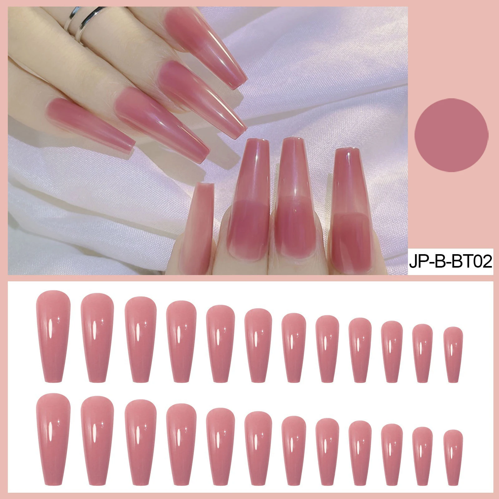 

Pink Artificial Nails Long Wearing Nails Manicure Press-on Nails for Women Salon Finger Nail DIY Artificial Nails WH998