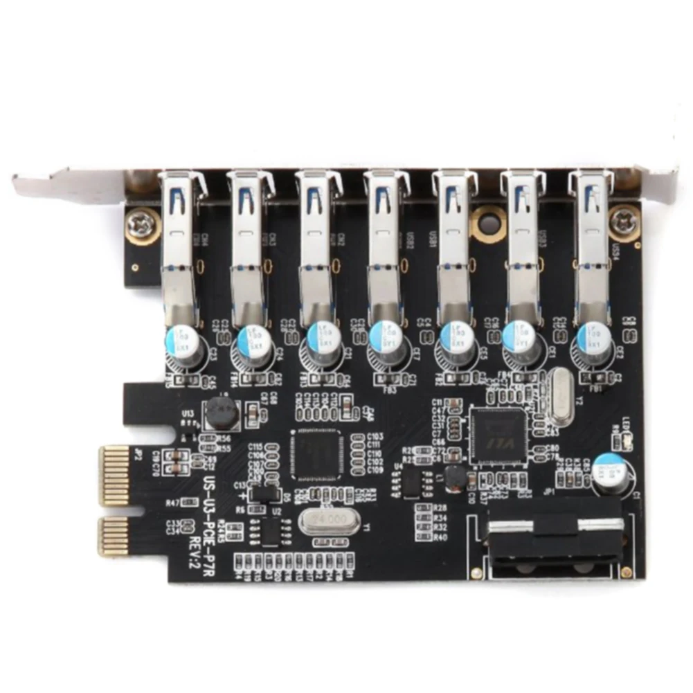 

Дополнительный адаптер 5 в 4 контакта черный PCI-E Express, внутренний концентратор Mini USB 3,0, 7-портовая суперскоростная настольная Плата расширени...