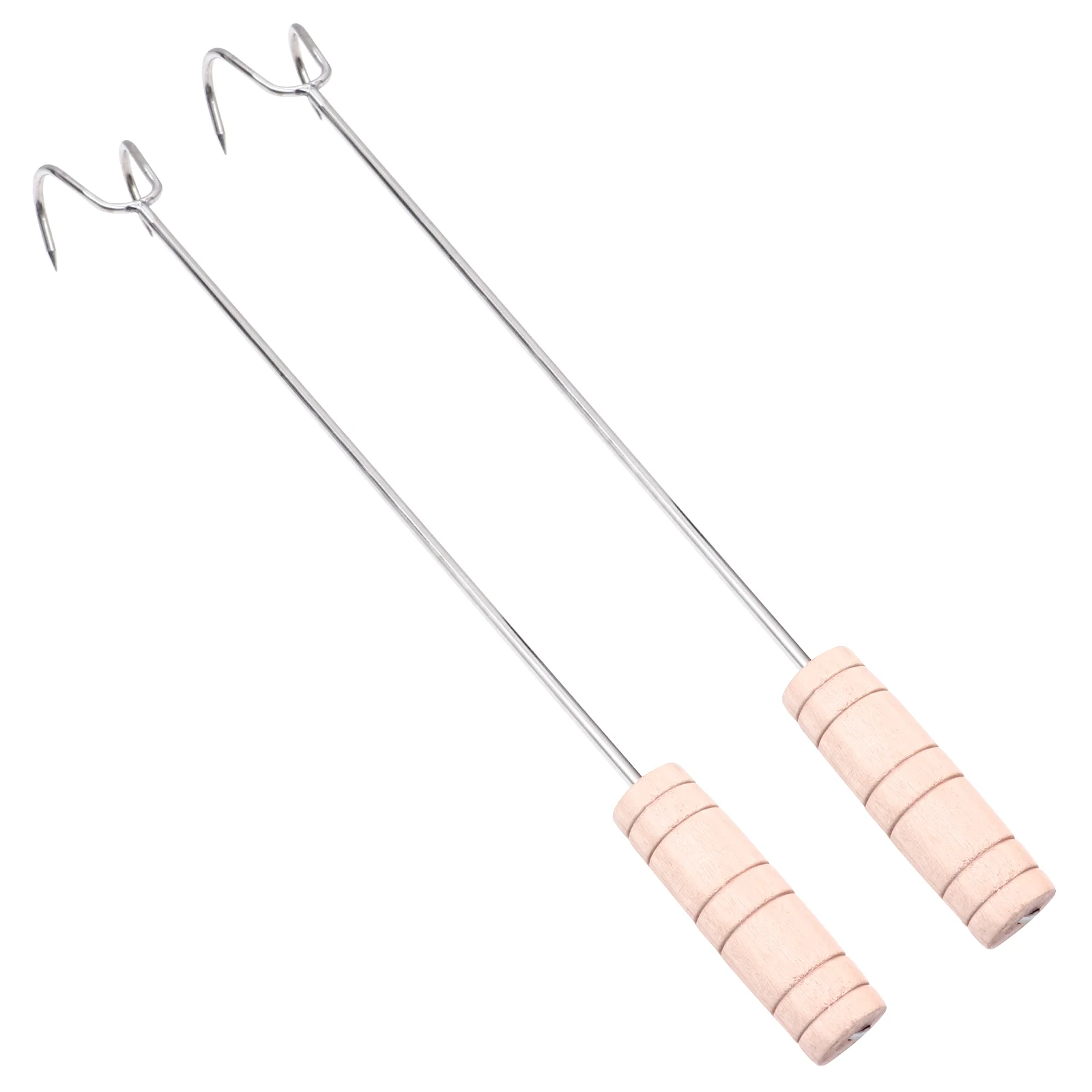 

2 Pcs Stainless Steel Meat Hook Practical Roasting Sticks Campfire Cooking Utensils Swivel Hooks Bending Bacon