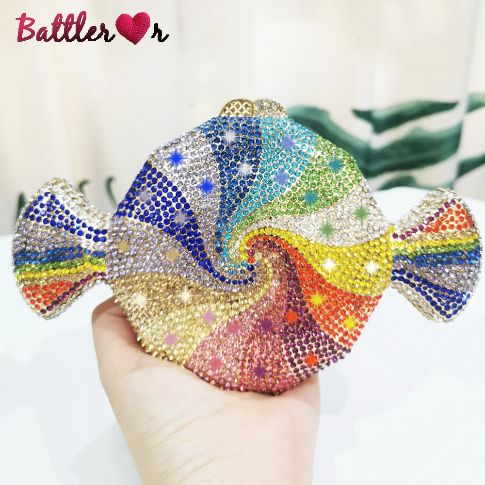 Colorful Candy Shape Clutch Crystal Evening Bags For Women Formal Party Cocktail Diamond Minaudiere Handbags Ladies Dinner Prom
