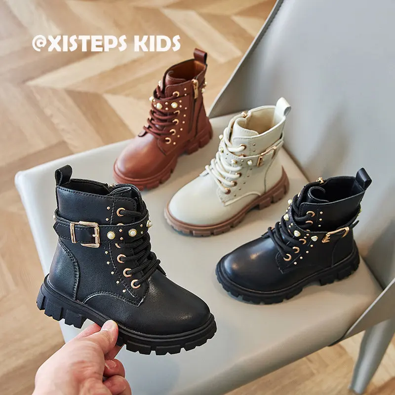 

Comfy Children Girls Boys Leather Ankle Boots 2023 Autumn Winter Fashion British Style Bota Infantil Toddler Girl Shoes 3-12Y
